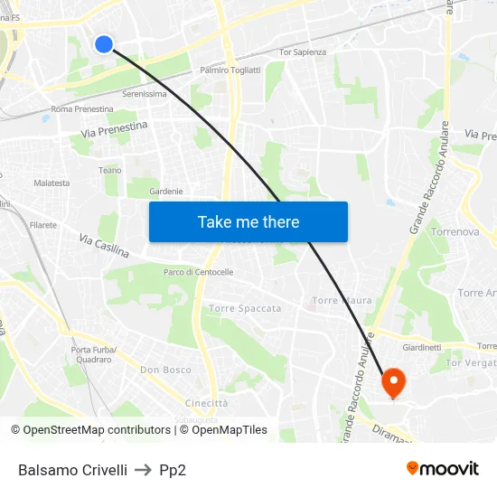 Balsamo Crivelli to PP2 map