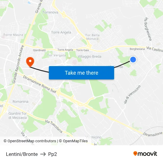 Lentini/Bronte to PP2 map