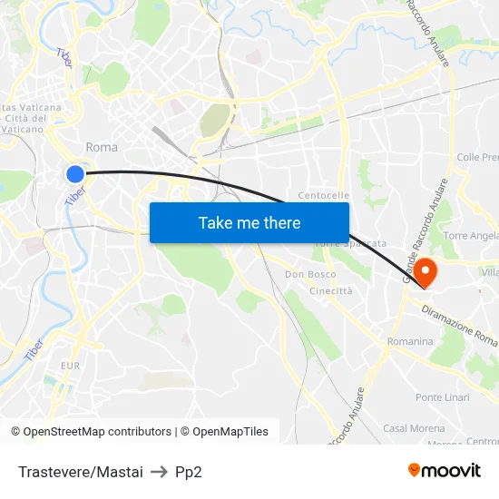 Trastevere/Mastai to PP2 map