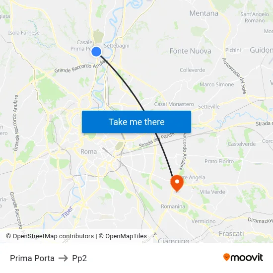 Prima Porta to PP2 map