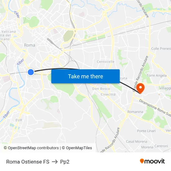 Roma Ostiense Station to PP2 map