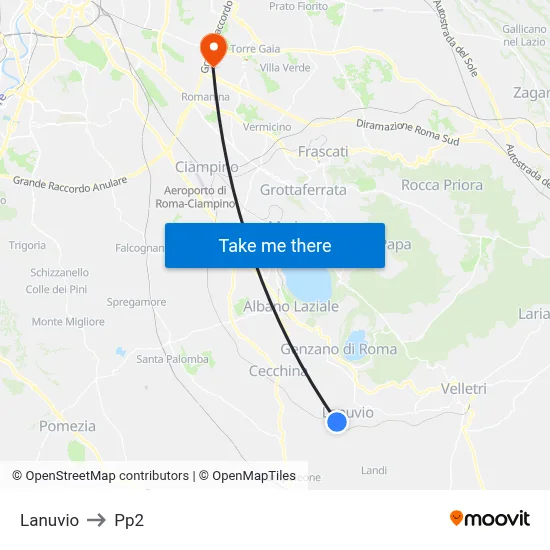 Lanuvio to PP2 map