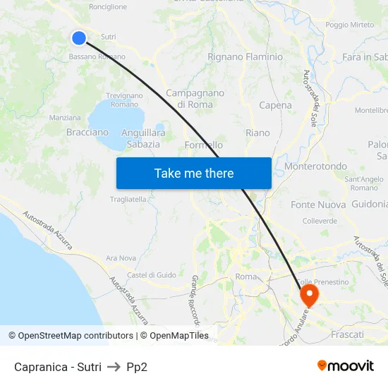 Capranica - Sutri to PP2 map