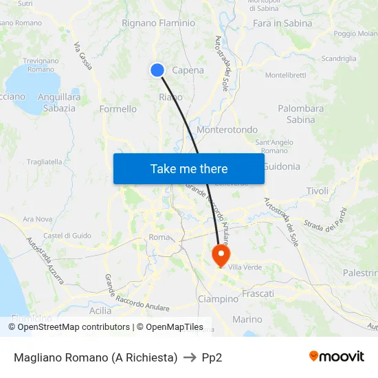 Magliano Romano (On Request) to PP2 map