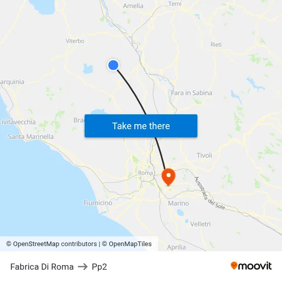 Fabrica Di Roma to PP2 map