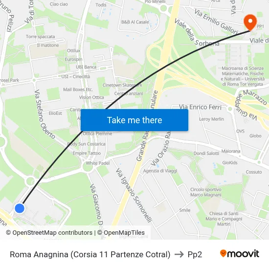 Roma Anagnina (Platform 11 Cotral Departures) to PP2 map