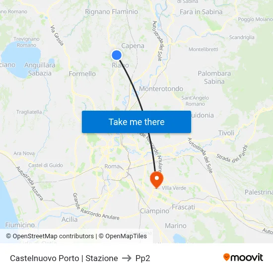 Castelnuovo Porto | Station to PP2 map