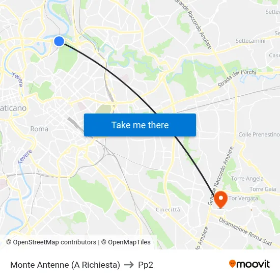 Monte Antenne (On Request) to PP2 map