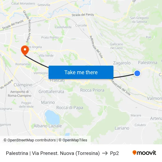 New Prenestina Street (Torresina) - Palestrina to PP2 map