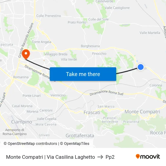 Monte Compatri | Casilina Laghetto Street to PP2 map