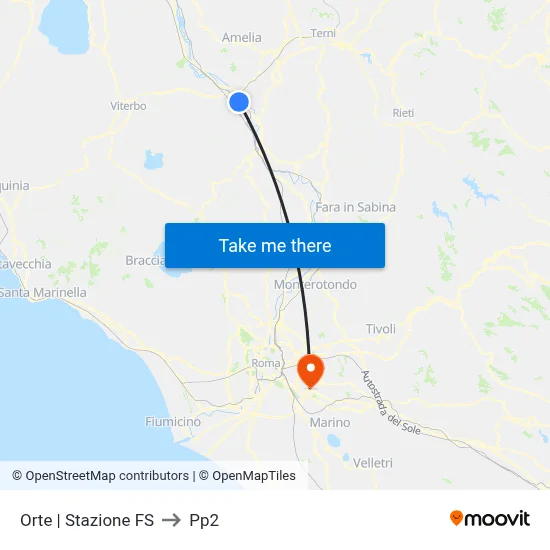 Orte Railway Station to PP2 map