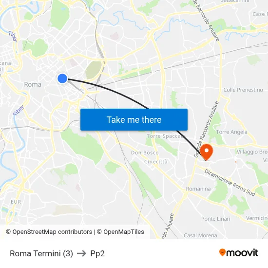 Roma Termini (3) to PP2 map