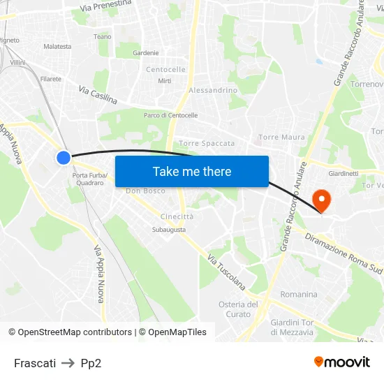Frascati to PP2 map