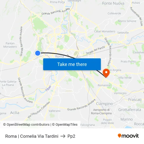 Rome Cornelia Via Tardini to PP2 map