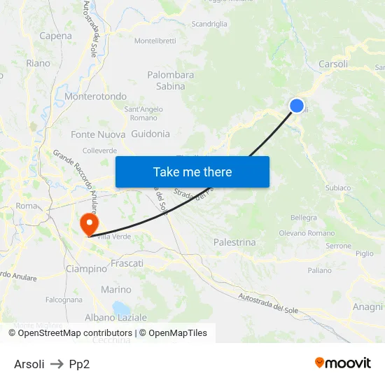 Arsoli to PP2 map