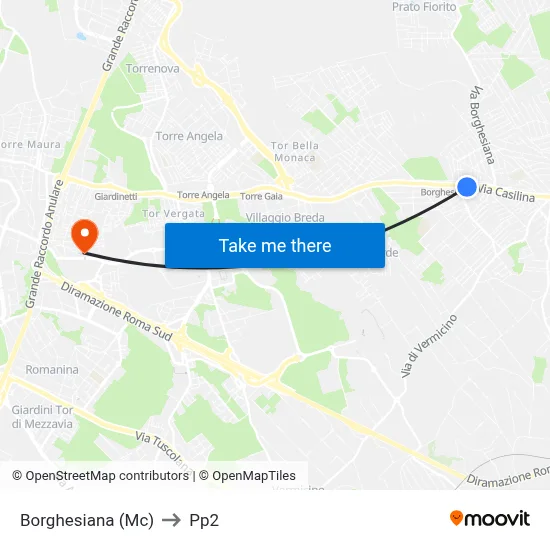 Borghesiana (Mc) to PP2 map
