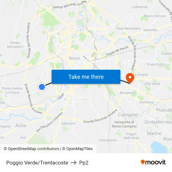 Poggio Verde/Trentacoste to PP2 map