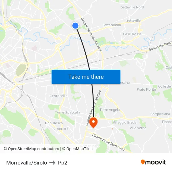 Morrovalle/Sirolo to PP2 map