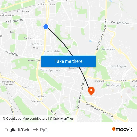 Togliatti/Gelsi to PP2 map