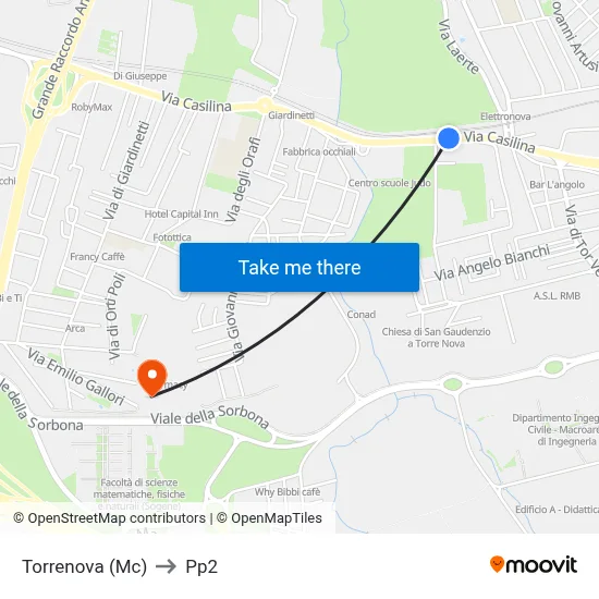 Torrenova (Mc) to PP2 map