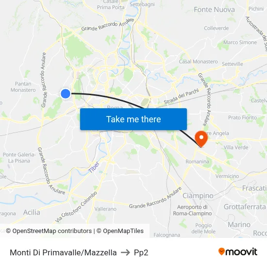 Primavalle Hills/Mazzella to PP2 map