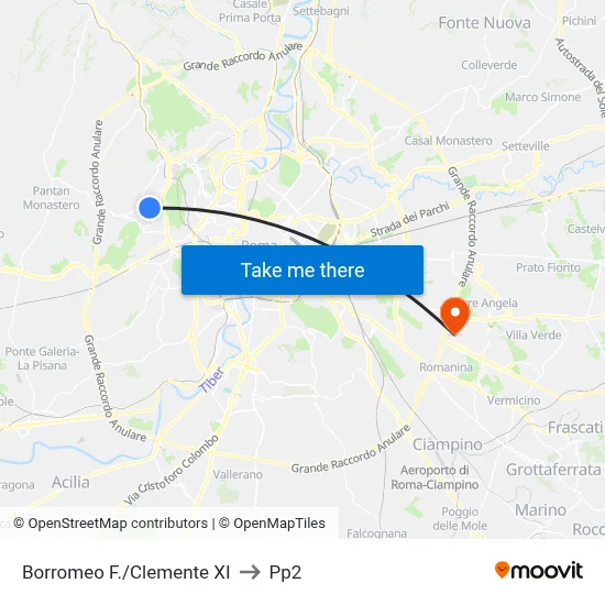 Borromeo F./Clemente XI to PP2 map