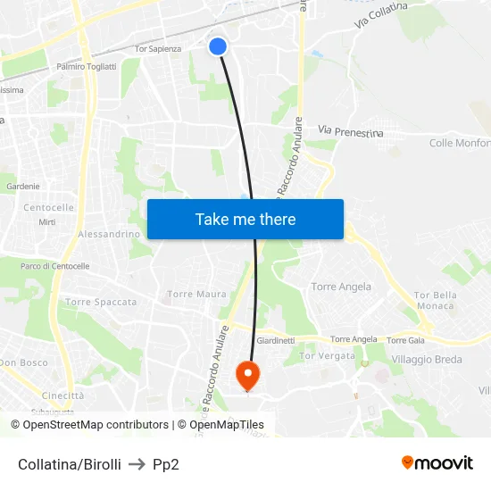 Collatina/Birolli to PP2 map