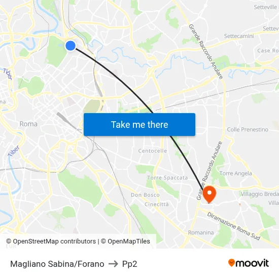 Magliano Sabina/Forano to PP2 map