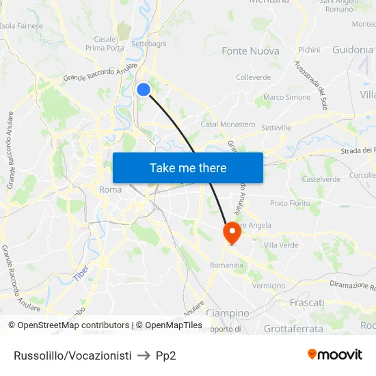 Russolillo/Vocazionisti to PP2 map