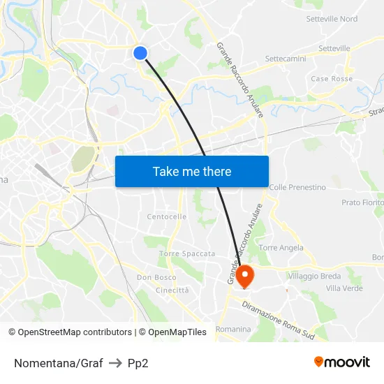 Nomentana/Graf to PP2 map