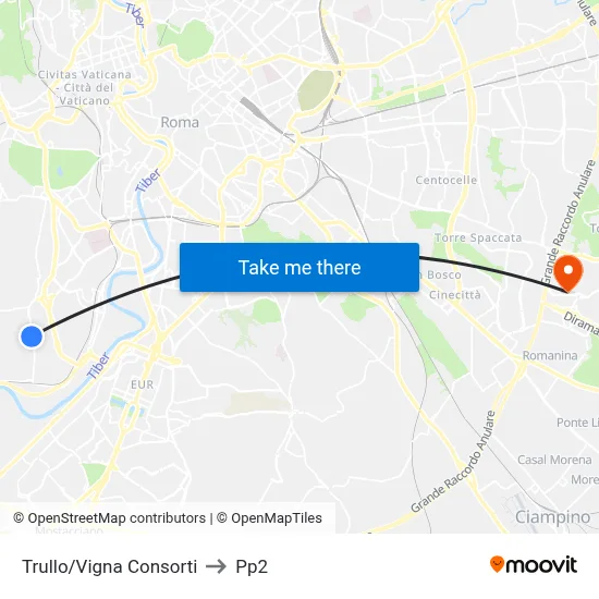 Trullo/Vigna Consorti to PP2 map