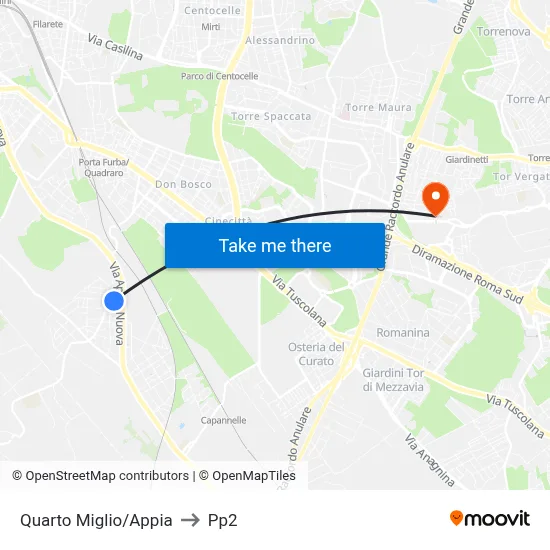 Fourth Mile/Appia to PP2 map