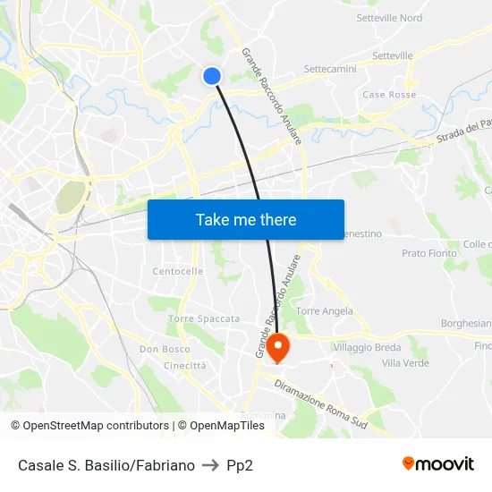 Casale S. Basilio/Fabriano to PP2 map