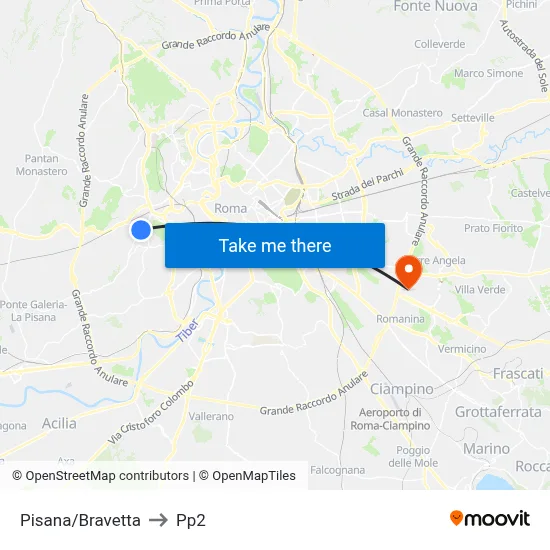 Pisana/Bravetta to PP2 map