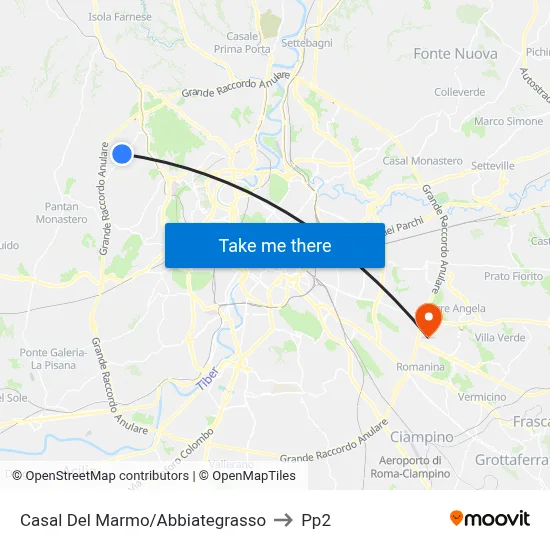 Casal Del Marmo/Abbiategrasso to PP2 map