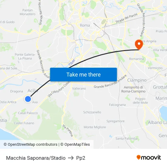 Macchia Saponara/Stadium to PP2 map