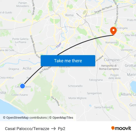 Casal Palocco/Terraces to PP2 map
