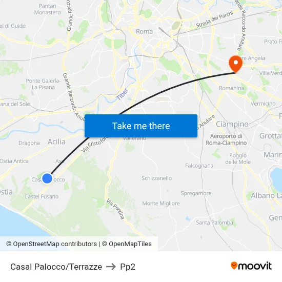 Casal Palocco/Terraces to PP2 map