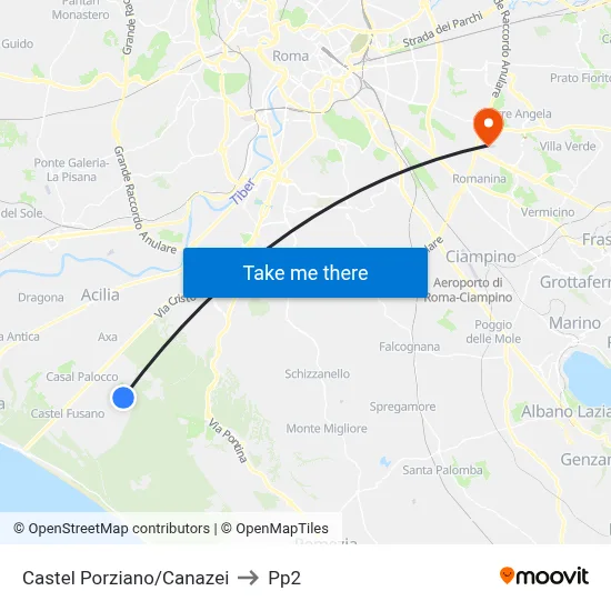 Castel Porziano/Canazei to PP2 map