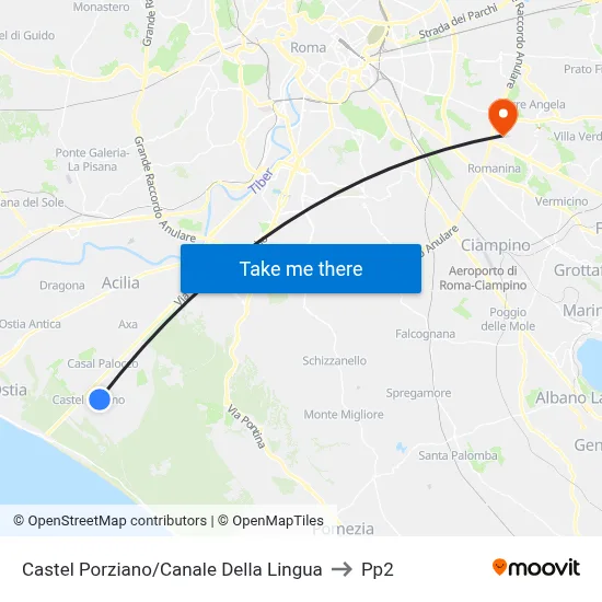Castel Porziano/Canale Della Lingua to PP2 map