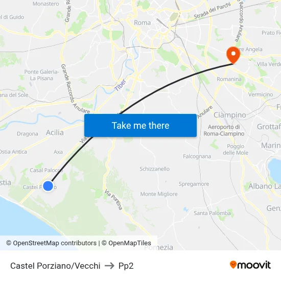 Castel Porziano/Vecchi to PP2 map