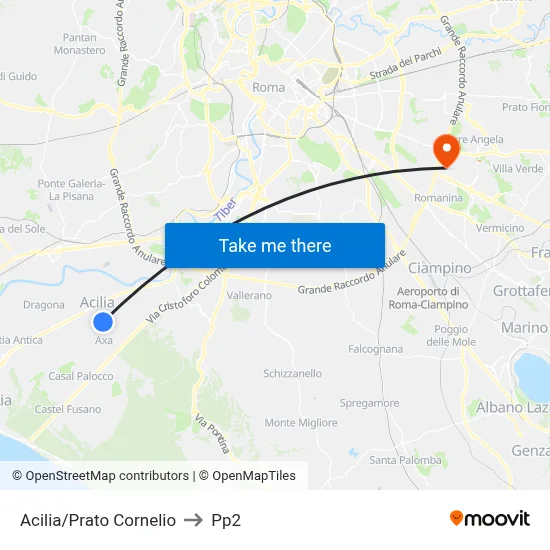 Acilia/Prato Cornelio to PP2 map