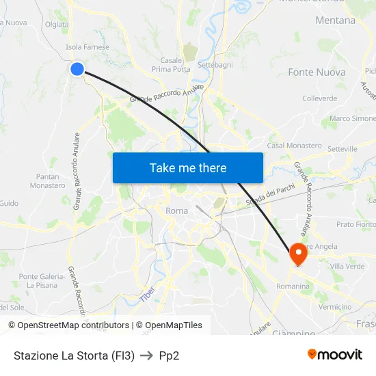 La Storta Station (FL3) to PP2 map