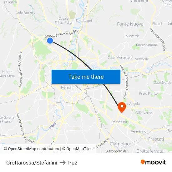 Grottarossa/Stefanini to PP2 map