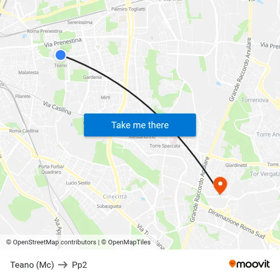 Teano (MC) to PP2 map