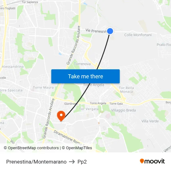 Prenestina/Montemarano to PP2 map