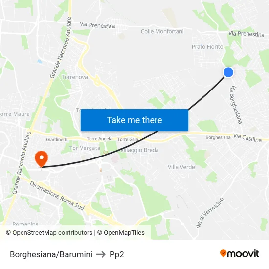 Borghesiana/Barumini to PP2 map