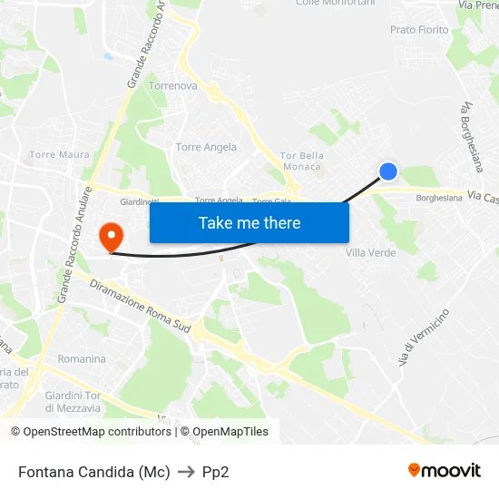 Fontana Candida (Mc) to PP2 map