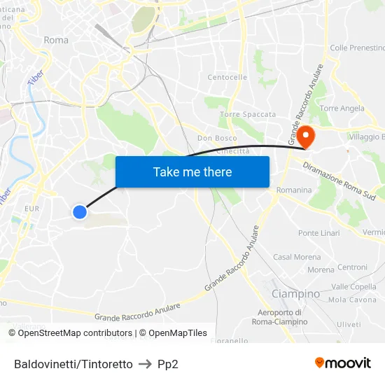 Baldovinetti/Tintoretto to PP2 map