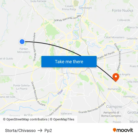 Storta/Chivasso to PP2 map